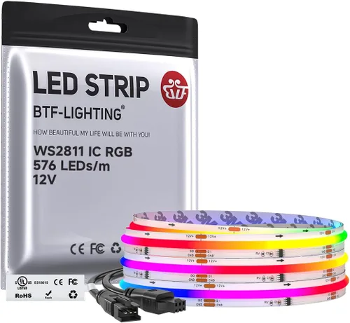 Vista 14 de BTF-LIGHTING FCOB WS2811 IC RGB Tira de LED COB 864LED/m Flexible Alta Densidad Luz Uniforme de Perseguida de Color DC12V 5 m 24IC/m 12mm de Ancho