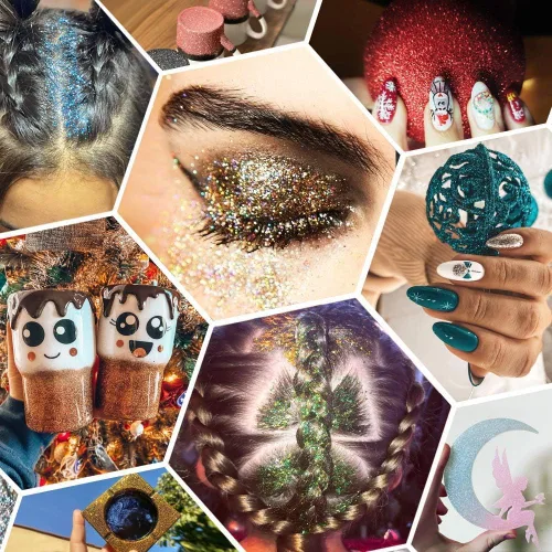 Vista 5 de Brillantina fina holográfica para manualidades de resina epoxi, alta capacidad de 7.12 oz, para arte de uñas, maquillaje corporal, vasos de joyería