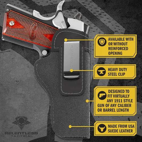 Vista 3 de Pistolera de gamuza IWB, para armas estilo 1911 de varias marcas.