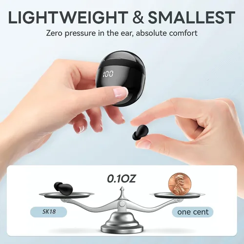 Vista 8 de Mini auriculares invisibles inalámbricos Bluetooth, pequeños auriculares para pequeños canales de oídos, pequeños auriculares discretos para dormir