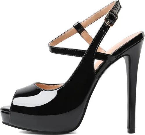 Vista 2 de Joseywade Sandalias de tacón alto con plataforma para mujer, sandalias de tacón alto con punta abierta, zapatos de vestir de fiesta de tacón