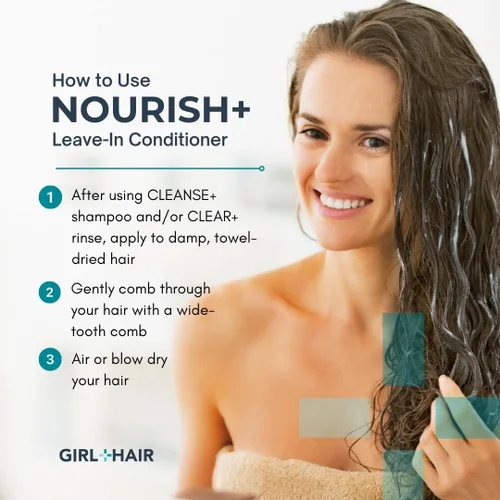Vista 7 de GIRL+HAIR Juego transparente y nutritivo, enjuague de vinagre de sidra de manzana y manteca de karité sin enjuague y acondicionador sin enjuague