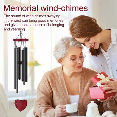 Vista 5 de Tatuo 4 Piezas Carillones de Viento Conmemorativos de 28 Pulgadas de Madera Carillones de Viento de Condolencia Regalo de Condolencias DIY