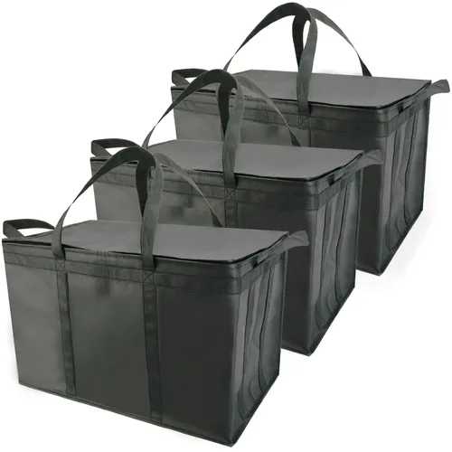 Vista 31 de Bodaon Bolsa de entrega de pizza aislada, 20" x 20" x 8" bolsas calentadoras de pizza para mantener caliente, bolsa aislada para entrega de Negro