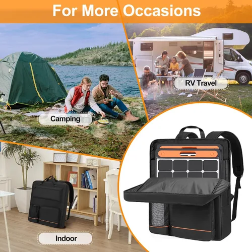 Vista 6 de HODRANT Bolsa de almacenamiento para paneles solares, mochila de viaje compatible con Jackery SolarSaga 100W 100X 200W, funda de transporte