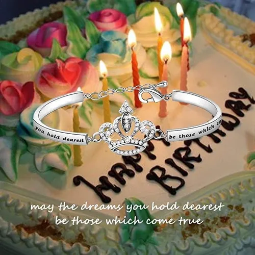 Vista 7 de LQRI Sweet 15 Gifts Girls Sweet 15 Jewelry Quinceañera Gift Princess Crown Bracelet May the Dreams You Hold Quearest Be those which come true