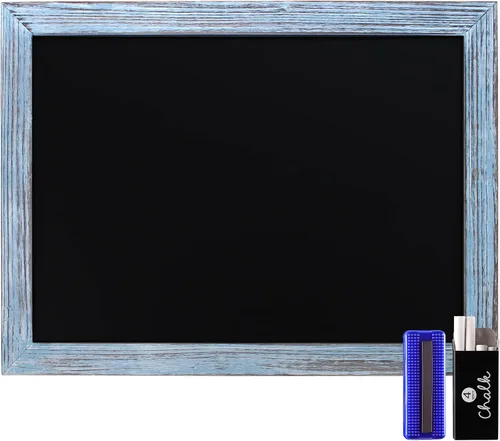 Vista 16 de HBCY Creations Pizarra de tiza de pared con marco de madera maciza blanqueada de 11" x 17", superficie magnética, decoración para el hogar, menús 1