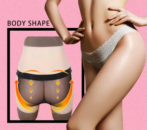 Vista 3 de Crossdress Pantalones De Silicona Falsa Vagina Falsa Nalgas Cortos Mención De La Cadera Potenciador De La Cintura De La Formación De Trajes