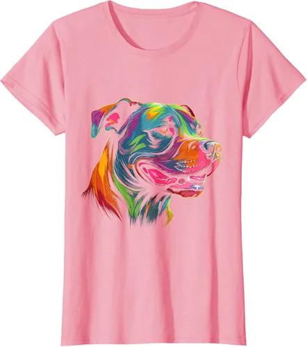 Vista 13 de Pit Bull Mom Dog Lover Colorido Artistic Pitbull Owner - Camiseta para mujer, Negro