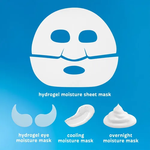 Vista 2 de Freeman Set de 4 mascarillas faciales hidratantes – Kit de mascarillas en láminas de humedad y brillo con parches para debajo de los ojos, cuidado