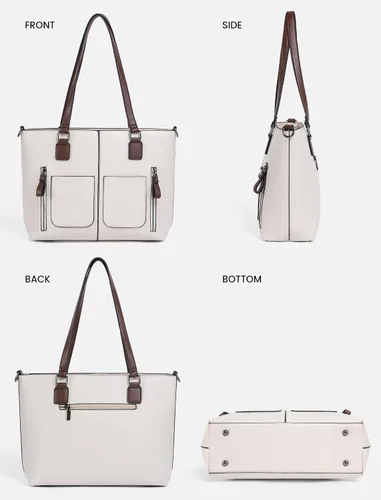Vista 6 de LOVEVOOK Bolso de hombro grande para mujer, de piel sintética, bolso de trabajo con múltiples bolsillos, bolso de diseñador