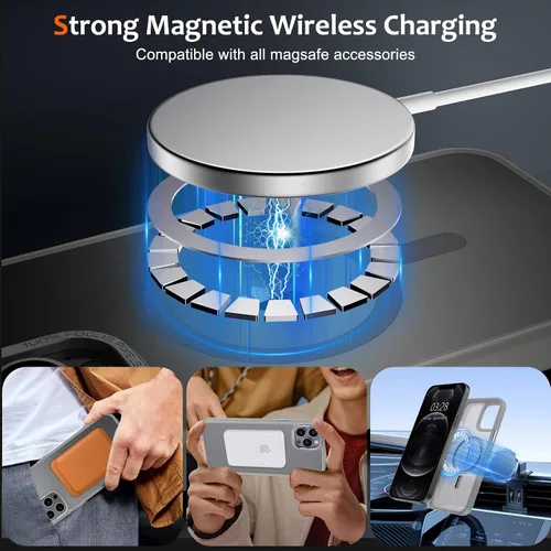 Vista 996 de Anuck - Funda magnética para iPhone 11 compatible con MagSafe, carcasa trasera mate translúcida dura, borde de TPU, delgada, resistente a impactos
