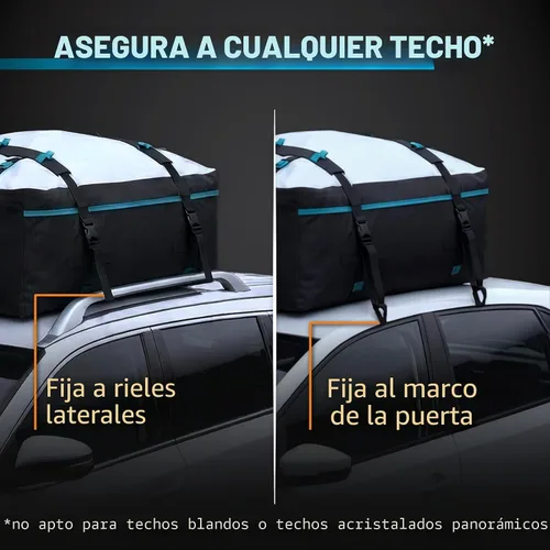 Vista 5 de Portaequipajes para techo – 15 pies cúbicos de largo, impermeable suave cubierta para techo de coche, bolsa de carga resistente con ganchos