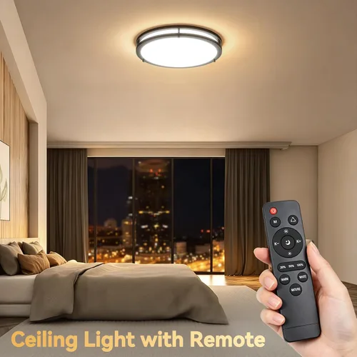 Vista 4 de Kalium - Lámpara de techo LED con control remoto de 10 pulgadas, lámpara de techo empotrada, 18W 3000K-6000K temperatura de color ajustable