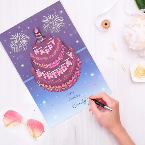 Vista 5 de Yinqing Tarjetas de cumpleaños número 11, tarjeta de felicitación de pastel de cumpleaños con luz y música, tarjeta de felicitación de regalo
