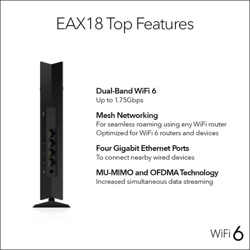Vista 7 de NETGEAR Extensor de rango de malla WiFi 6 (EAX18): añade hasta 1,500 pies cuadrados y más de 20 dispositivos con amplificador y repetidor de señal