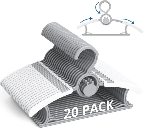 Vista 11 de Perchas ajustables para bebé, extensibles y apilables, perchas de plástico antideslizante de 11 a 14 pulgadas, perchas para niños pequeños