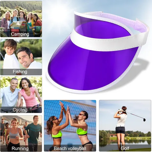 Vista 27 de Jiuguva Viseras de plástico unisex para el sol, gorra de póquer con protección UV para hombres y mujeres, deportes al aire libre, actividades