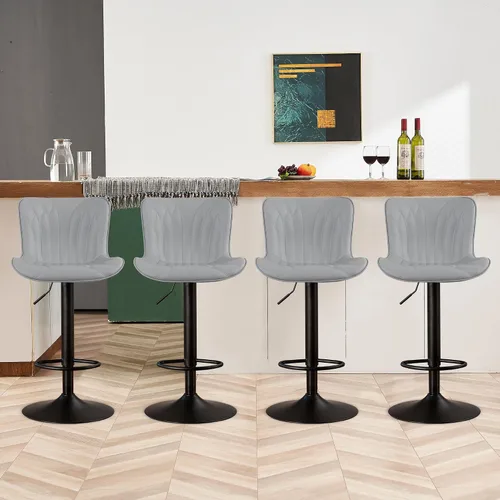 Vista 29 de YOUNIKE Juego de 2 taburetes de bar marrones modernos giratorios de altura de mostrador con respaldo alto ajustable para cocina, taburetes de bar