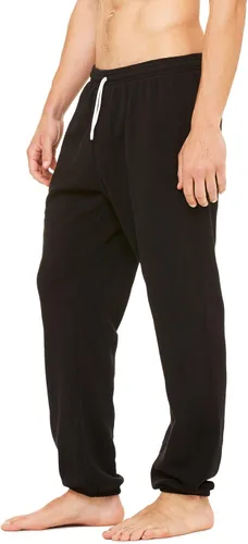 Vista 3 de Bella + Canvas - Pantalón largo de forro polar para hombre, color negro