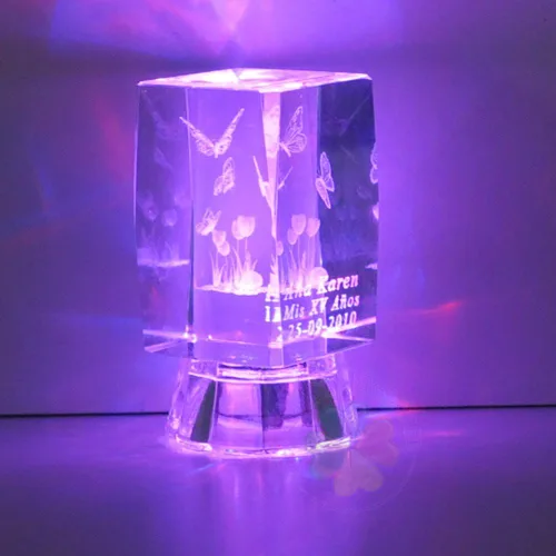 Vista 4 de 12 cubos de cristal grabados con láser personalizados con grabado láser 3D para baby shower, ya sea para niño o niña (2.5 pulgadas de alto)