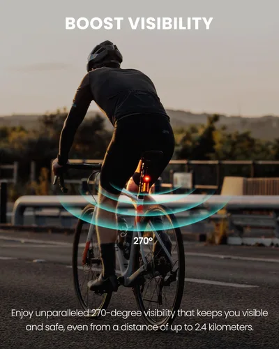 Vista 5 de MagicShine SEEMEE R300 - Luz trasera de radar para bicicleta con detección inteligente de visión trasera, gran angular de 270 ° que aumenta
