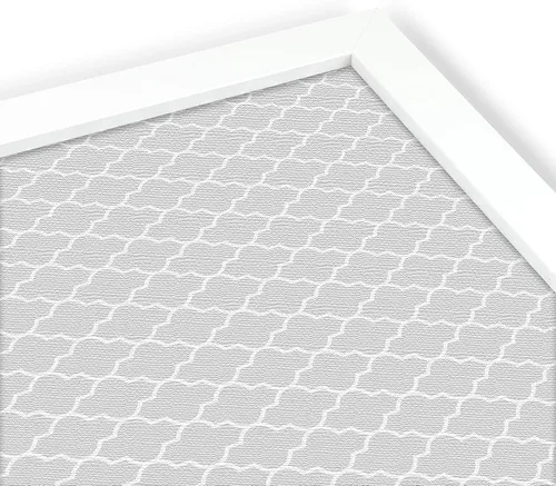 Vista 4 de PinPix Tablero de anuncios de corcho personalizado, 24 x 16 pulgadas, cuadrilápico, gris claro con un tablero de fotos estilo lienzo, enmarcado