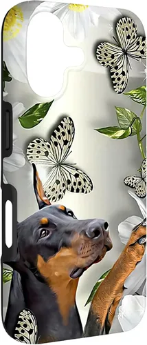 Vista 3 de Doberman Pinscher Daisy and Butterfly Case for iPhone 17