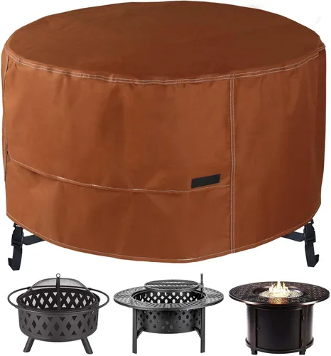 Vista 27 de NettyPro Cubierta para Fogata Redonda Impermeable para Exteriores Cubierta para Fogata para Mesa de Fogata de Gas Propano, 28 x 18 pulgadas, Negro