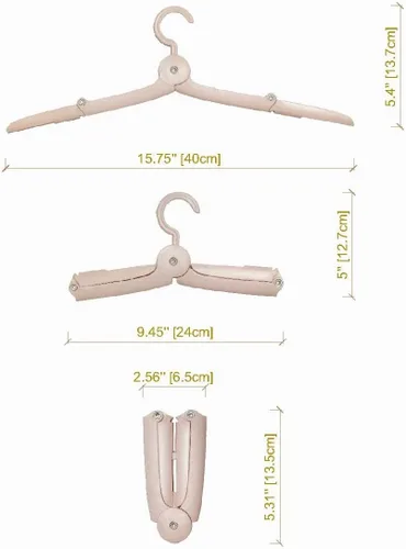 Vista 5 de Perchas plegables para ropa de viaje con clips, perchas portátiles de plástico para ropa, perchas de mano que ahorran espacio, estante de secado