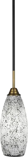 Vista 130 de Toltec Lighting Paramount - Mini colgante de 1 luz en acabado negro mate con cristal de arte perla de 7 pulgadas y estilo negro