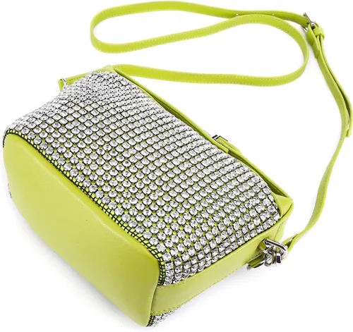 Vista 4 de Bolso de hombro Hobo con diamantes de imitación para mujer, bolso cruzado de cuero