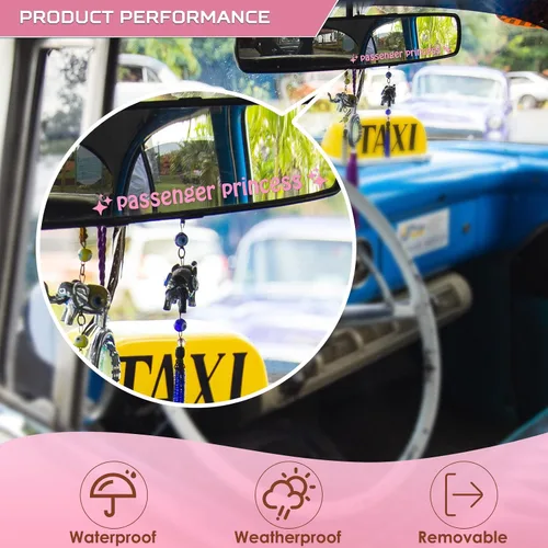 Vista 2 de Aolamegs Paquete de 3 Calcomanías de Princesa Pasajera, Lindas Calcomanías de Vinilo para Ventana y Espejo Retrovisor, Accesorios Divertidos