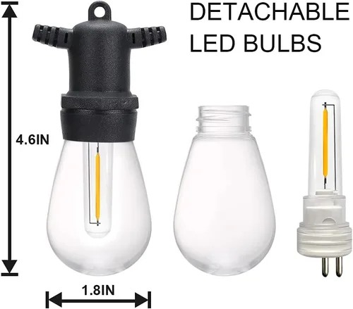 Vista 3 de DGE Bombilla LED de repuesto S14, paquete de 2 bombillas de repuesto de 1.5 W, a prueba de roturas e impermeable, IP65