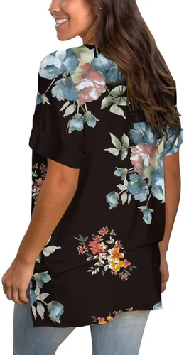 Vista 3 de 2023 Y2K, Camiseta estampada Blusa de Manga Corta con Cuello de pico para Mujer Camiseta holgada a la Moda ropa Playa