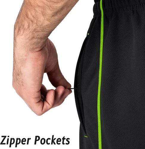 Vista 4 de Magnivit - Pantalones deportivos ligeros para hombre, ajuste holgado, parte inferior abierta, de malla, atléticos, con bolsillos con cremallera