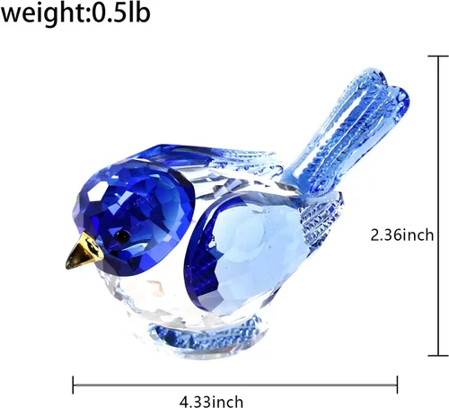 Vista 2 de Figuras de pájaro de cristal, adorno de pájaro de cristal, estatua de animales de cristal, figuras coleccionables, decoración de escritorio, regalo