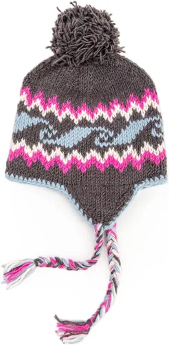 Vista 2 de Gorro de esquí Estilo Boho, gorro cálido 100% lana tejida a mano unisex con forro polar con solapa para la oreja, Nepal