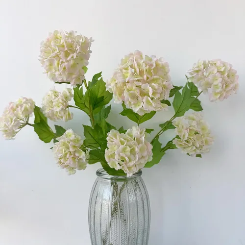 Vista 12 de YalzoneMet Bola de nieve artificial Viburnum 4 piezas de 26.8 pulgadas de color azul graduado, hortensias pequeñas, 2 cabezales, de látex natural