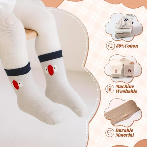 Vista 3 de Calcetines suaves y cómodos a media pantorrilla para bebés y niños pequeños, paquete de 5, unisex, perfectos para edades de 0 a 5 años