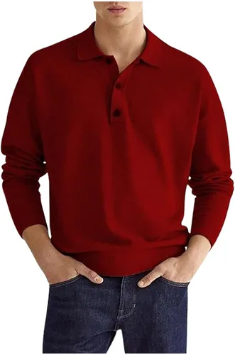 Vista 12 de Mens Shirts Casual Long Sleeve Solid Button Down T-Shirts Lightweight Collar Polo Shirt Loose Pullover Henley Tee