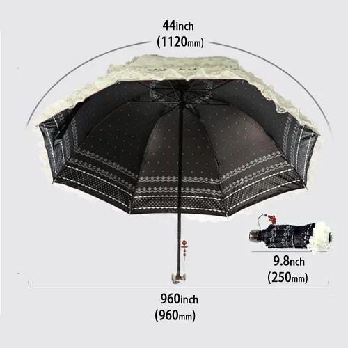 Vista 5 de WANLIAN Paraguas de encaje a prueba de viento plegable soleado y lluvioso a prueba de rayos ultravioleta anti sol protección UV sombrilla paraguas