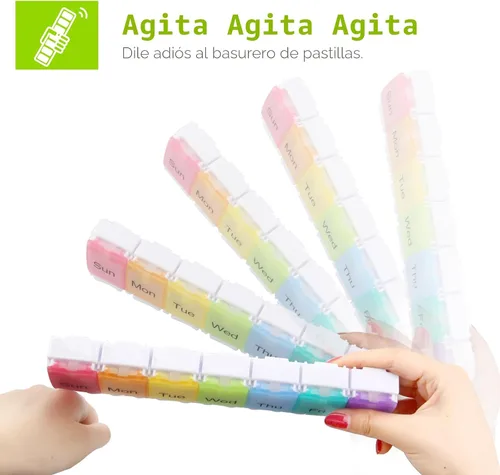 Vista 5 de AUVON Organizador semanal de pastillas apto para artritis, sin BPA, estuche pastillero de viaje de 7 días con diseño de apertura por resorte
