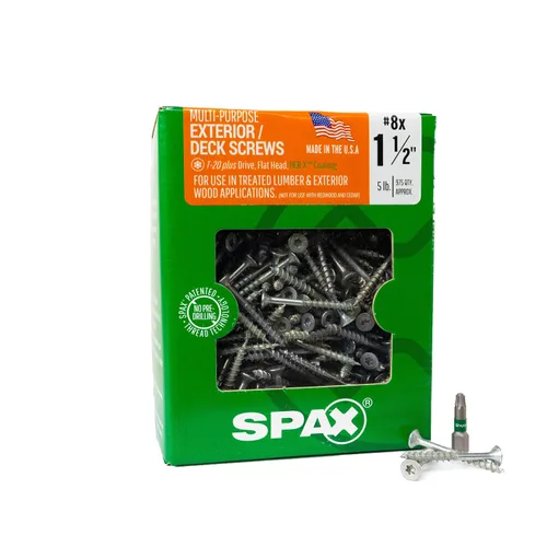 Vista 11 de SPAX Tornillos de madera para cubierta de cabeza plana exterior #8 x 1-1/2 pulgadas, construcción Torx T-Star Plus (550 EA) broca de 3 libras