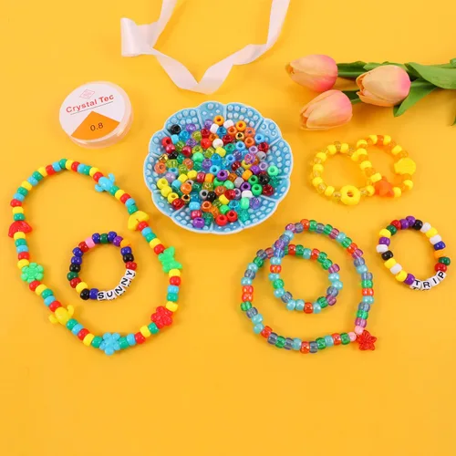Vista 7 de Pony Beads Rainbow Kandi para hacer pulseras y joyas con banda de goma y cuentas