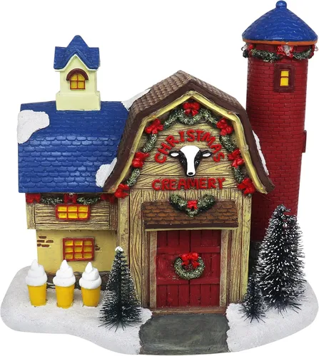 Vista 13 de Torre de reloj de aldea de Navidad, animada aldea musical de nieve de invierno preiluminada, complemento perfecto para tus decoraciones navideñas