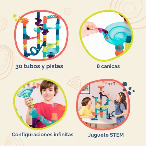 Vista 5 de B. toys Marble-Palooza Marble Run, juego grande de 38 piezas STEM Tracks