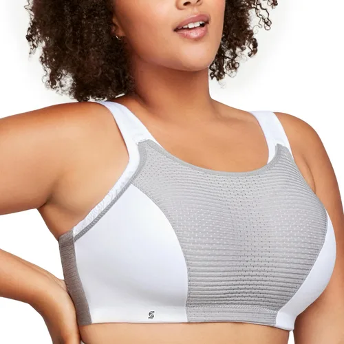 Vista 12 de Glamorise Sujetador deportivo de doble capa con control personalizado para mujer Negro/Gris