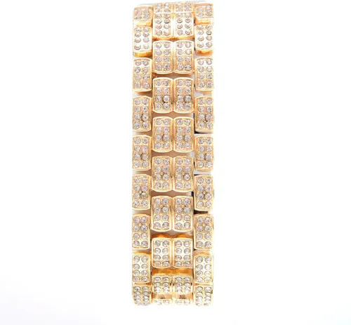 Vista 3 de Charles Raymond Reloj redondo de lujo para hombre totalmente incrustado con brillantes en plata con pulsera Bling-ed Out - L0504B