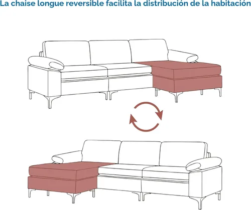 Vista 4 de VANOMi Sofá de piel sintética para sala de estar, sofás y sofás de 100 pulgadas con diván convertible de 3 plazas para sala de estar, apartamento
